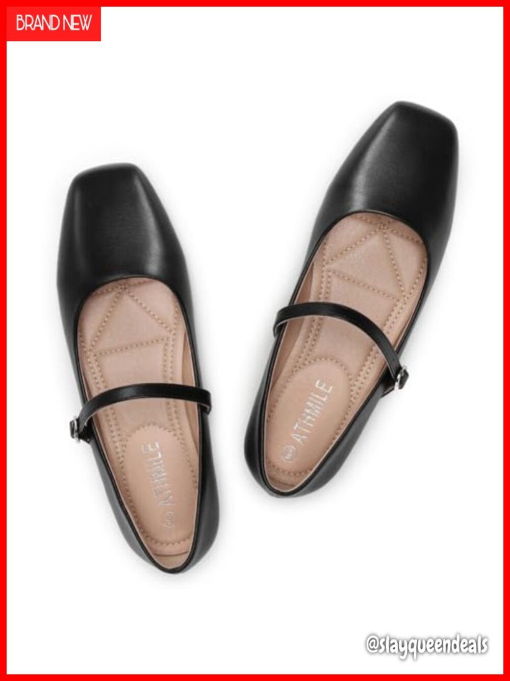 Women's Mary Jane Ballet Flats Square Toe Adjustable Buckle Memory Foam